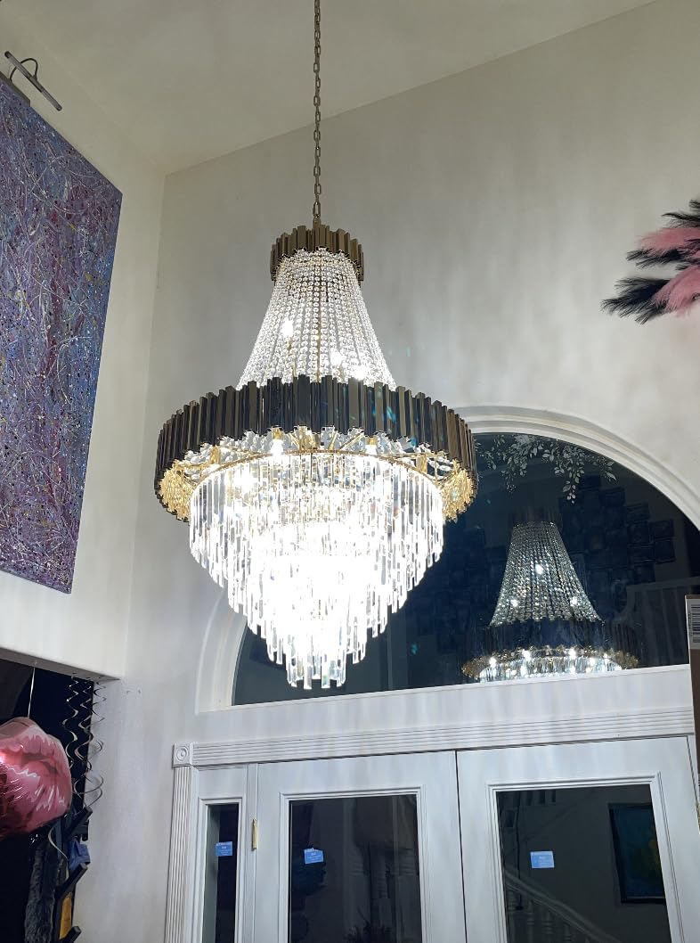 Crystal Chandeliers Contemporary Chandelier Foyer Entryway Lighting 21 Lights Pendant customer photo 1