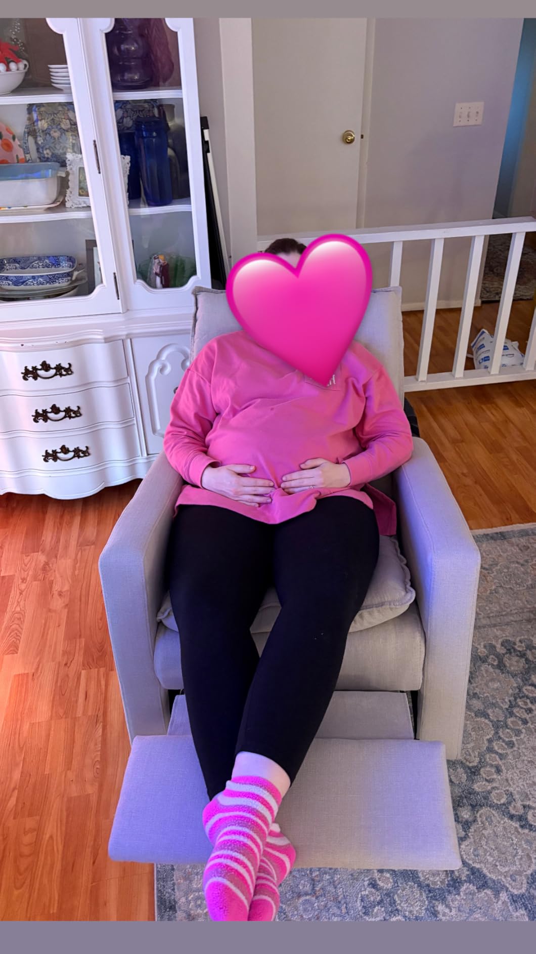 Oxford Baby Uptown Upholstered Glider Recliner Rocking Chair 360° Swivel for Nursery and Living Room - Boucle White customer photo 2