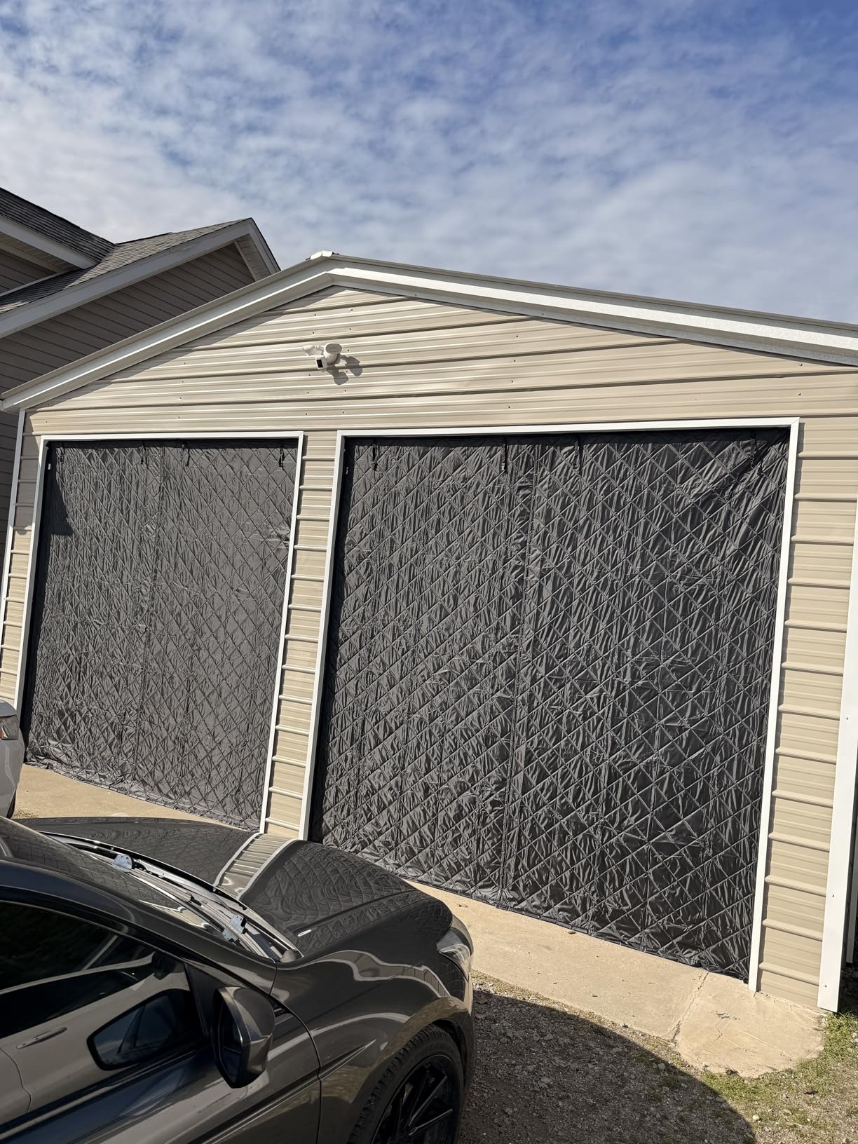 Garage Door Screen for Winter，Garage Door Insulation Kit，Magnetic Thermal Insulated Door Curtain, Garage Insulated Door Curtain ， Weatherproof, Windproof, Soundproof(8 * 7Ft) customer photo 1