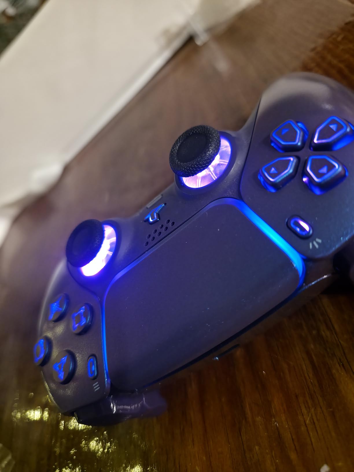 eXtremeRate Multi-Colors Luminated D-pad Thumbstick Share Option Home Face Buttons for PS5 Controller BDM-030 040 050, Clear Buttons 7 Colors 9 Modes DTF LED Kit for PS5 Controller - NO Controller customer photo 1