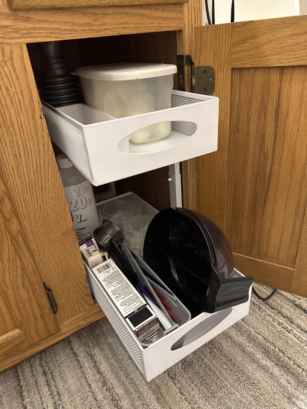 Under Sink Organizer, 2 Tier Pull out Cabinet Organizer Baskets with Mesh Sliding Drawers, Slide out Storage Shelf for Home, Kitchen, Bathroom, Pantry customer photo 1