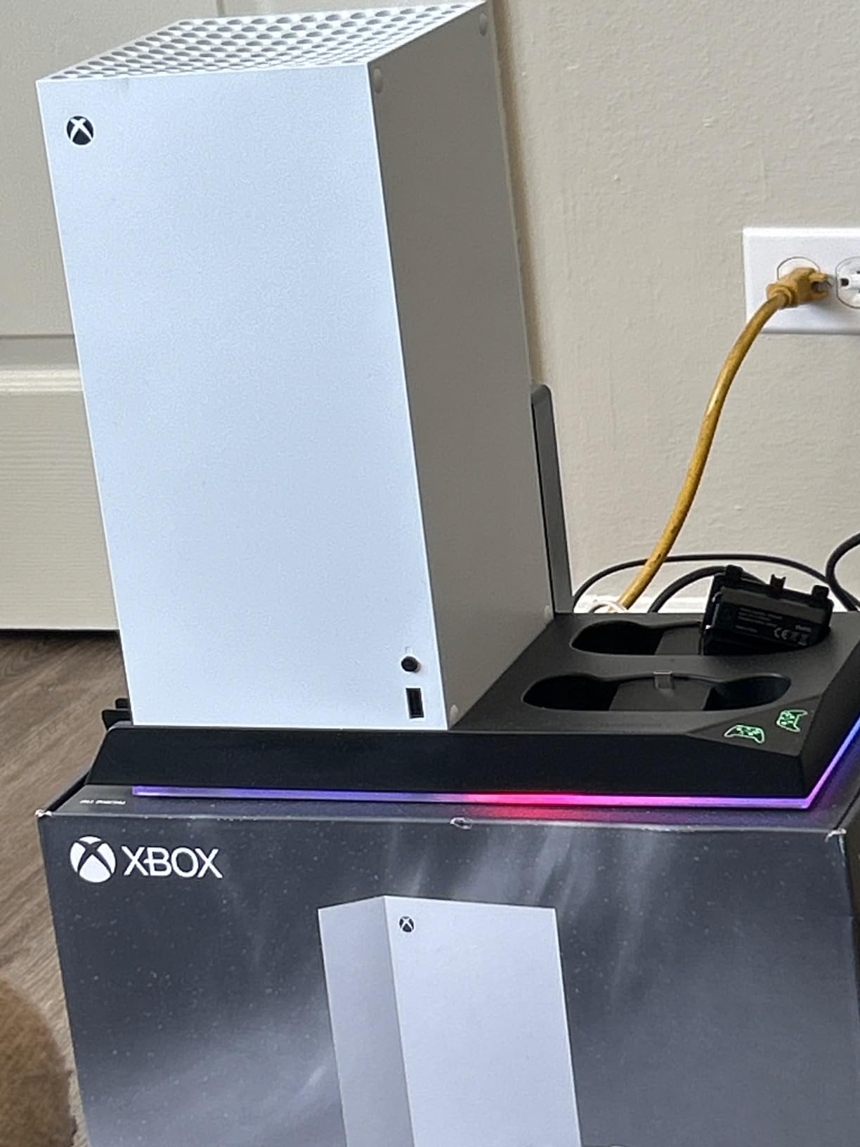 RGB Charging Stand with Cooling Fan for Xbox Series X Console &Controller,Dual Charger Station Cooler System Accessories with 15 RGB Light,2x1400mAh Rechargeable Battery,Headphone stand,Game Disc Slot customer photo 1