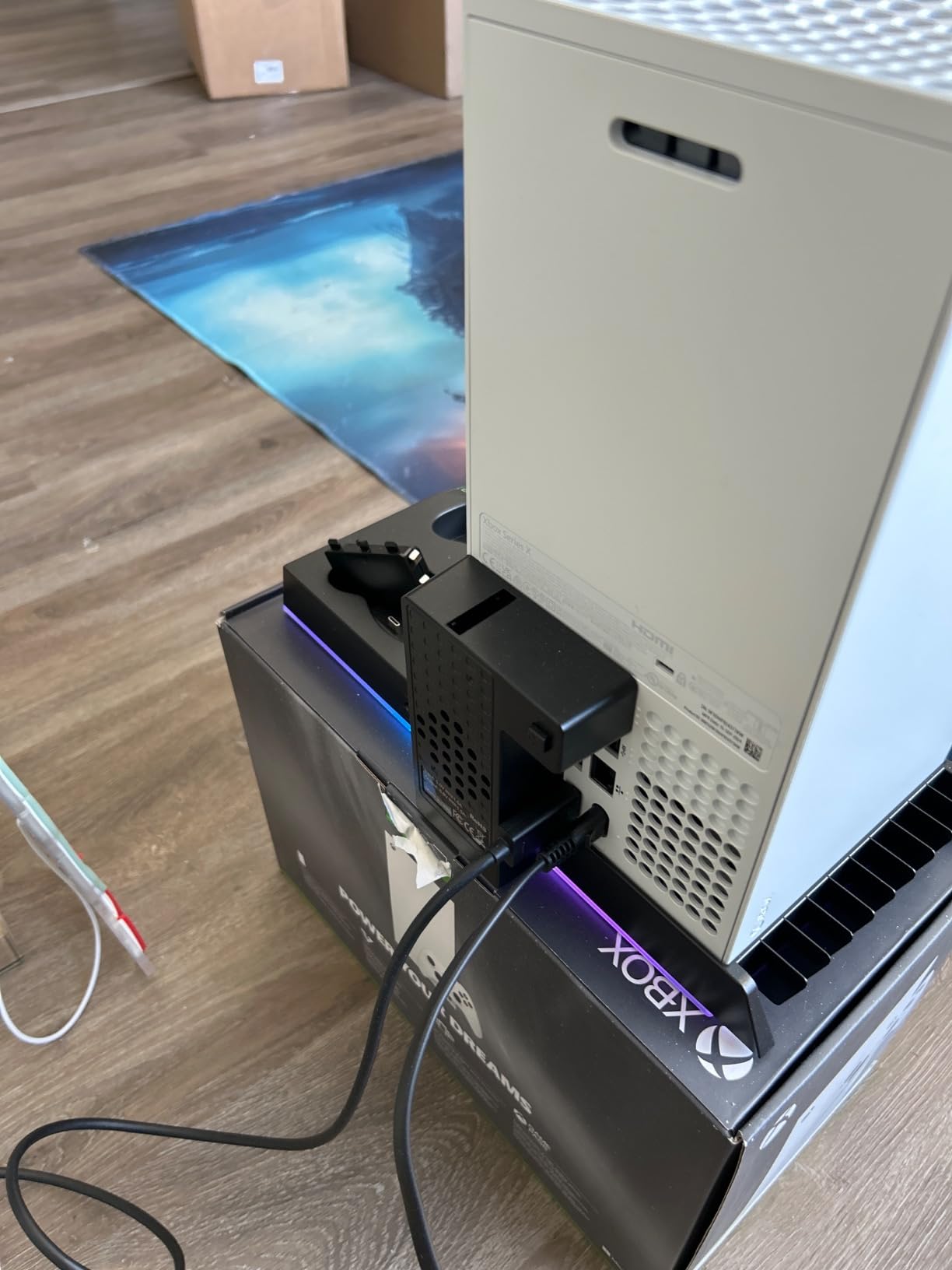 RGB Charging Stand with Cooling Fan for Xbox Series X Console &Controller,Dual Charger Station Cooler System Accessories with 15 RGB Light,2x1400mAh Rechargeable Battery,Headphone stand,Game Disc Slot customer photo 2