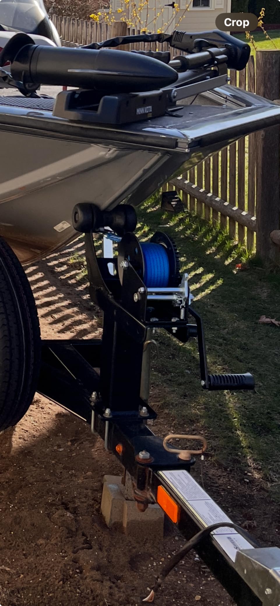 AC-DK 3500lbs Heavy Duty Boat Trailer Winch with 32FT Strap，2-Way Ratchet 4:1/8:1 Gear Trailer Winch，Portable Hand Crank Winch for Boat, Truck, Trailer, RV, ATV, Jet Ski customer photo 1