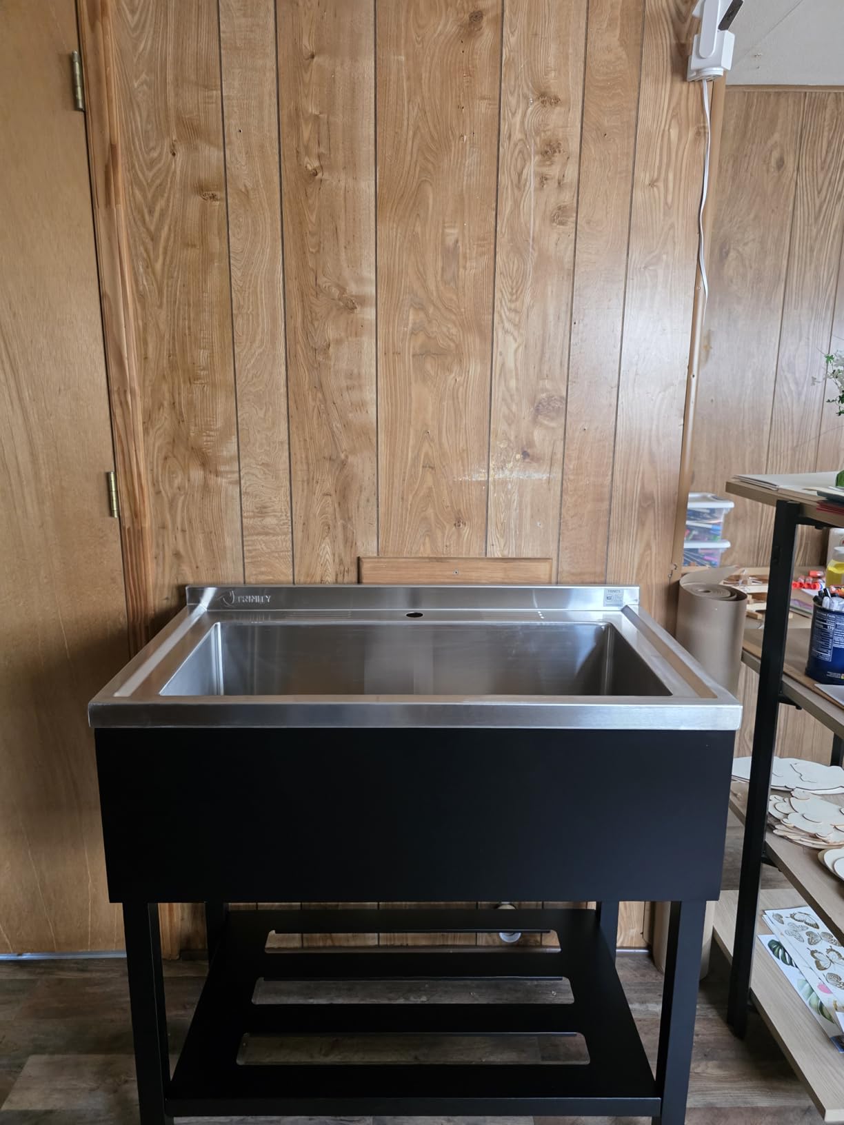 TRINITY Stainless Steel Utility Sink with Pull-Out Faucet, 36x20x49.2, NSF Certified, Freestanding Single Bowl Commercial-Grade for Garage, Laundry, Food Truck, Black customer photo 1