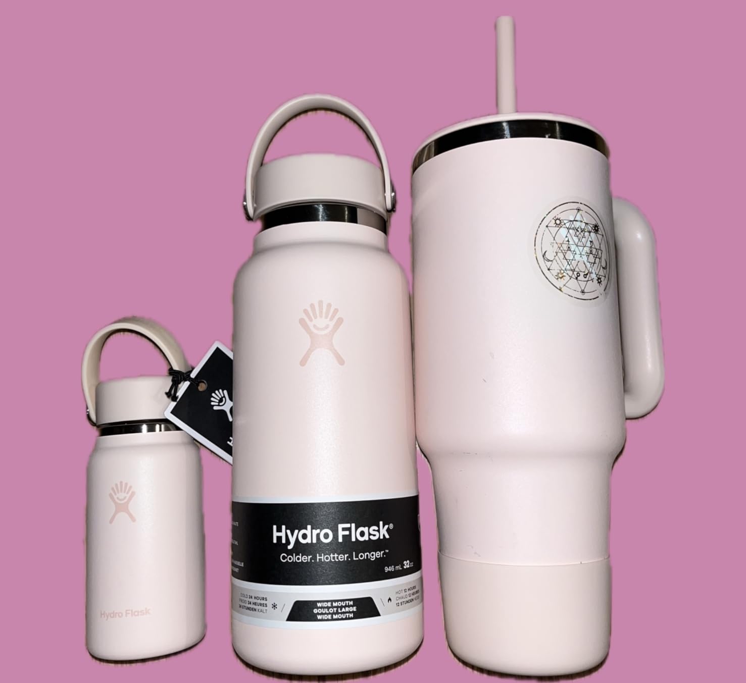 Hydro Flask Travel Tumbler with Handle, Lid and Straw - Insulated Stainless Steel in 40 Oz Ivory customer photo 2