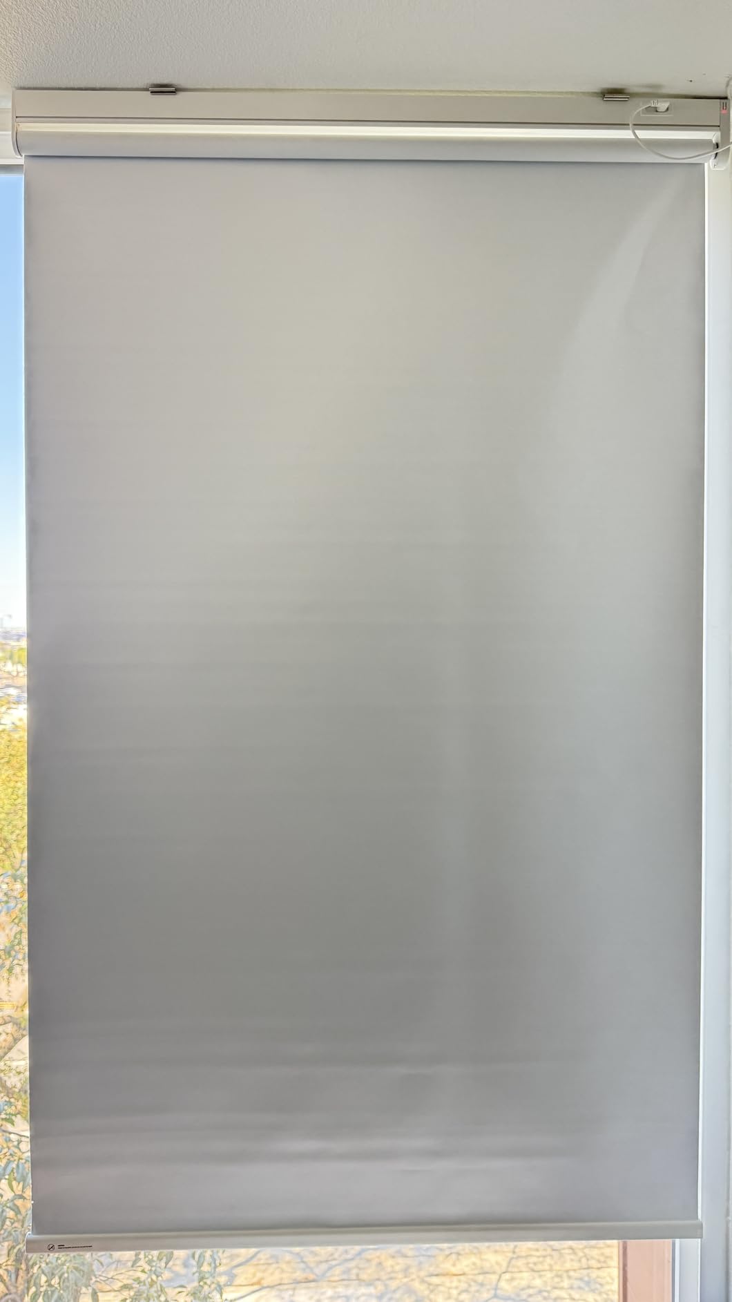 DENFOON Motorized Blinds with Remote control, Custom Blackout Smart Blinds with Cover, Electric Cordless Automatic Roller Shades for Windows (White, 35
