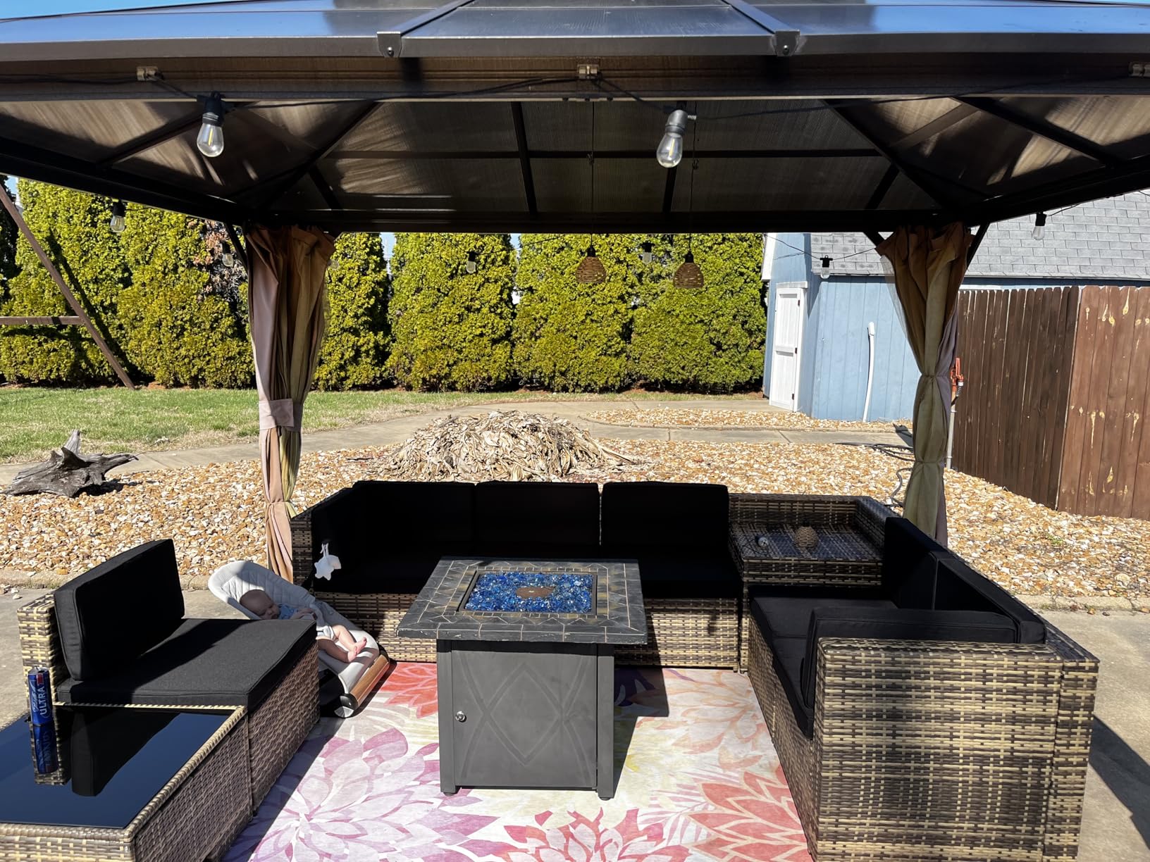 8-Piece Patio Furniture Set, Outdoor Wicker Rattan Sectional with Thick Cushions, Glass Top Table with Hidden Storage customer photo 2