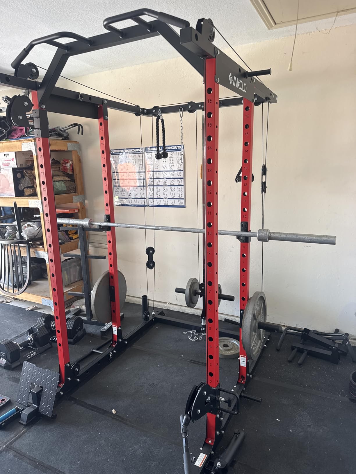 Mikolo Power Cage, Power Rack with Cable Crossover System, 1500LBS Squat Rack with LAT Pull Down System customer photo 1