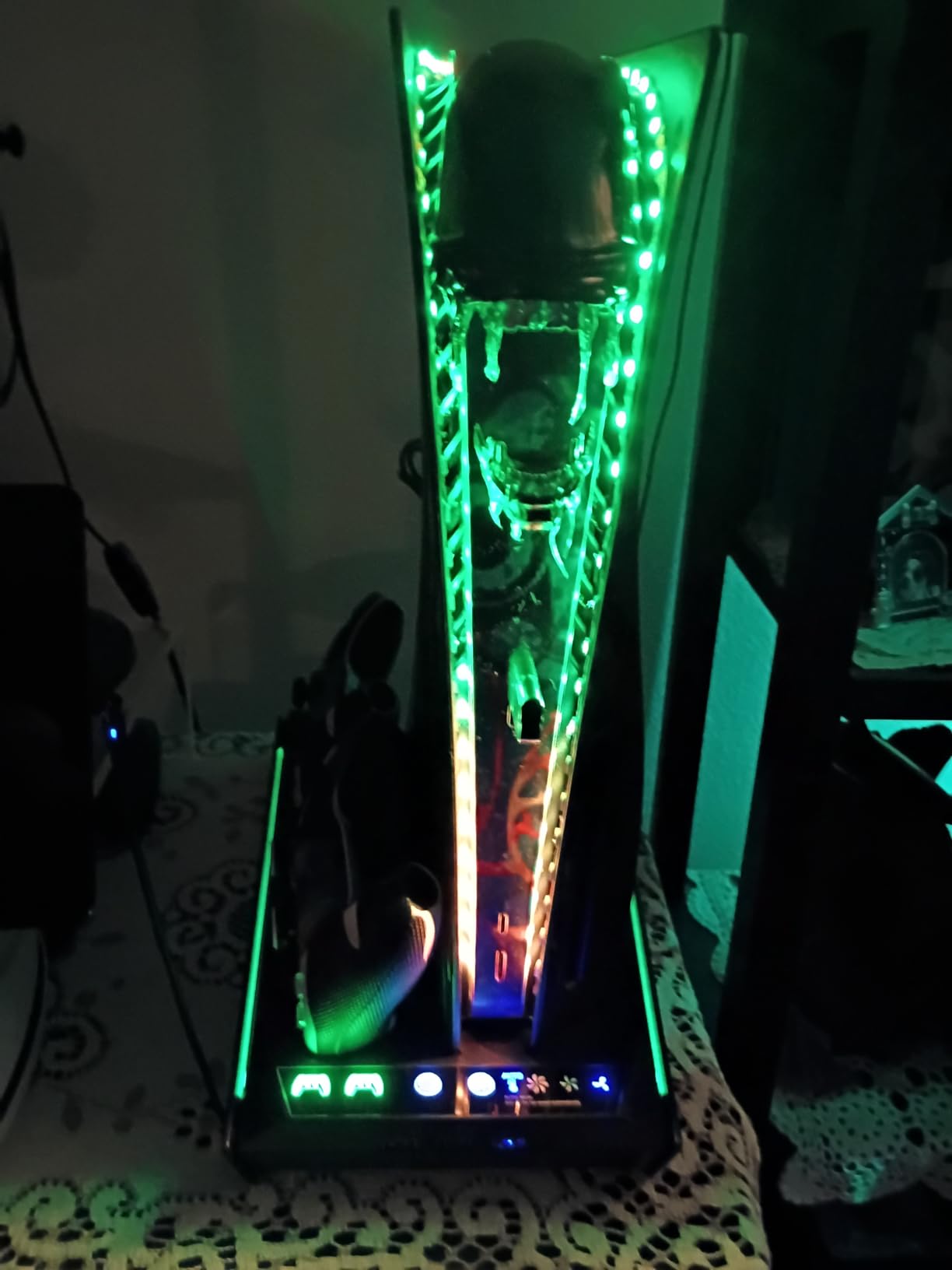 PS5/Slim/Pro Stand for Disc & Digital Console, PS5 Cooling & Charging Station with RGB Lights, PS5 Controller Charger Built-in 3 Level & AUTO Adjustable Fan, PS5/Slim/Pro Accessories Comes 3 USB Ports customer photo 2