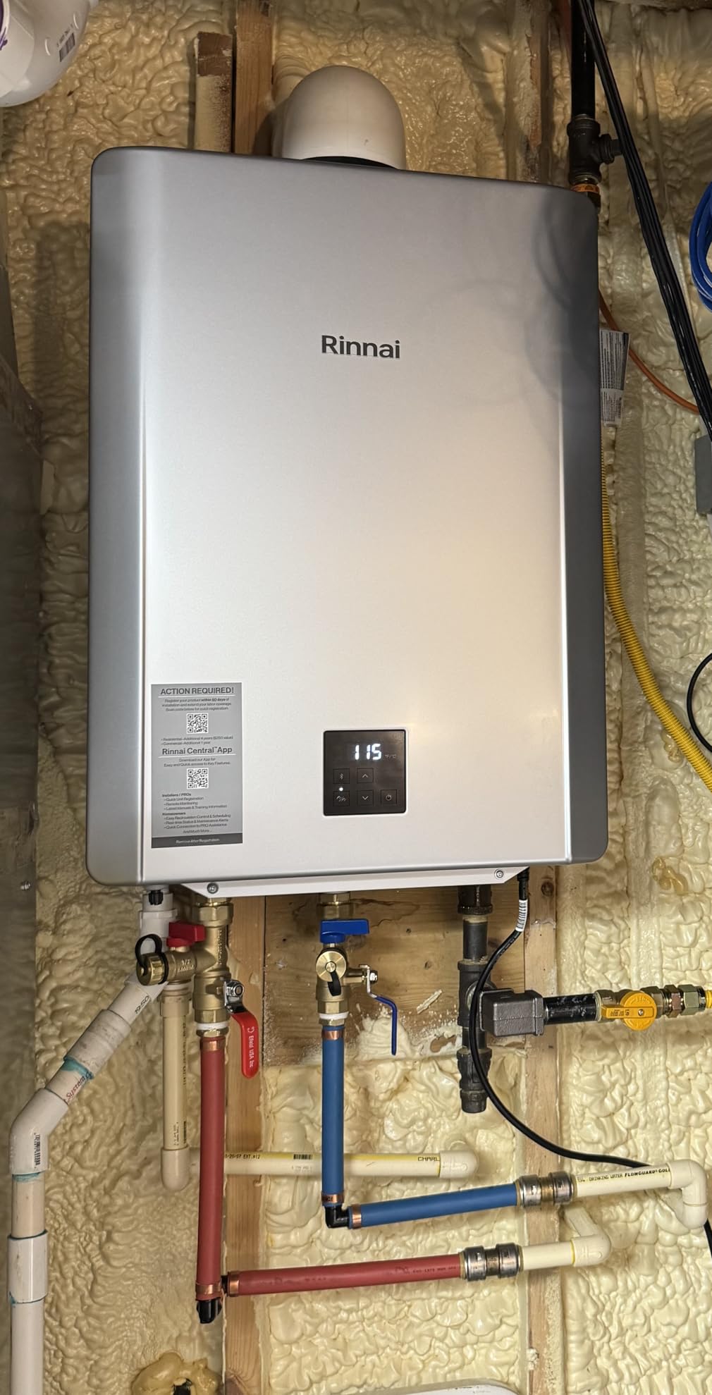 NEW Rinnai RX199iN Condensing Smart Sense Natural Gas or Propane Tankless Water Heater, Indoor or Outdoor Water Heater, Up to 11.1 GPM, 199,000 BTU customer photo 1