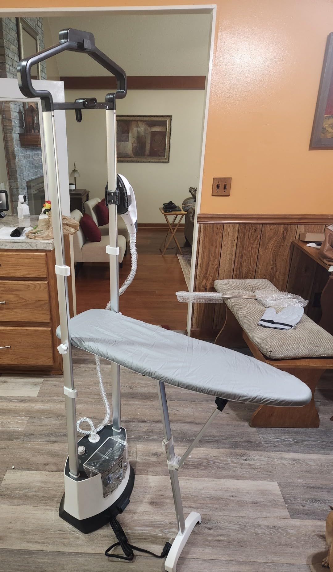 Standing Garment Steamer, 1500W Upgraded Steamer for Clothes Rapid Heats in 25s for 1 Hour Steam, 1.6L Water Tank, Self-Cleaning, Dual-Protection Tech, Ironing Board, Hanger, Gloves customer photo 1