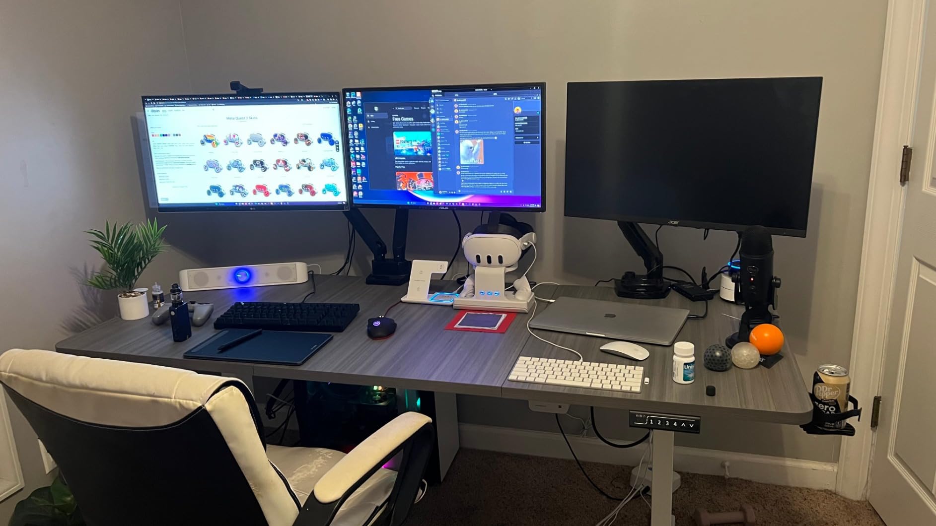 VIVO Electric 71 x 30 in Standing Desk with Full-Size RGB Mouse Pad, Memory Height Adjustment, 1B Series, Holds 220 lbs, Black Top Black Frame, DESK-KIT-1B7BP customer photo 1