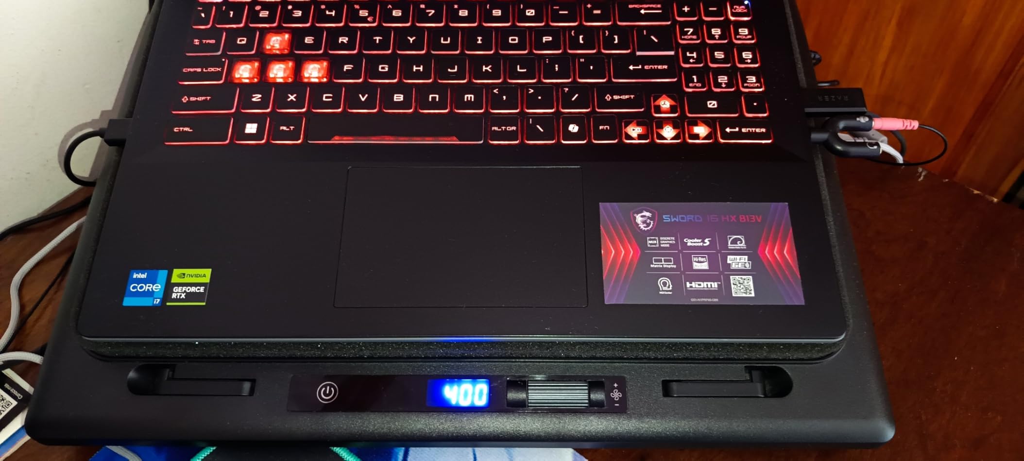 llano Gaming Laptop Cooler, V12 Laptop Cooling Pad Stand with 5.5inch Fan, Fast Cooling Computer Laptop 15.6-21in, Adjustable Speed, Touch Control, 3-Port USB A, A Mouse Pad Included customer photo 2