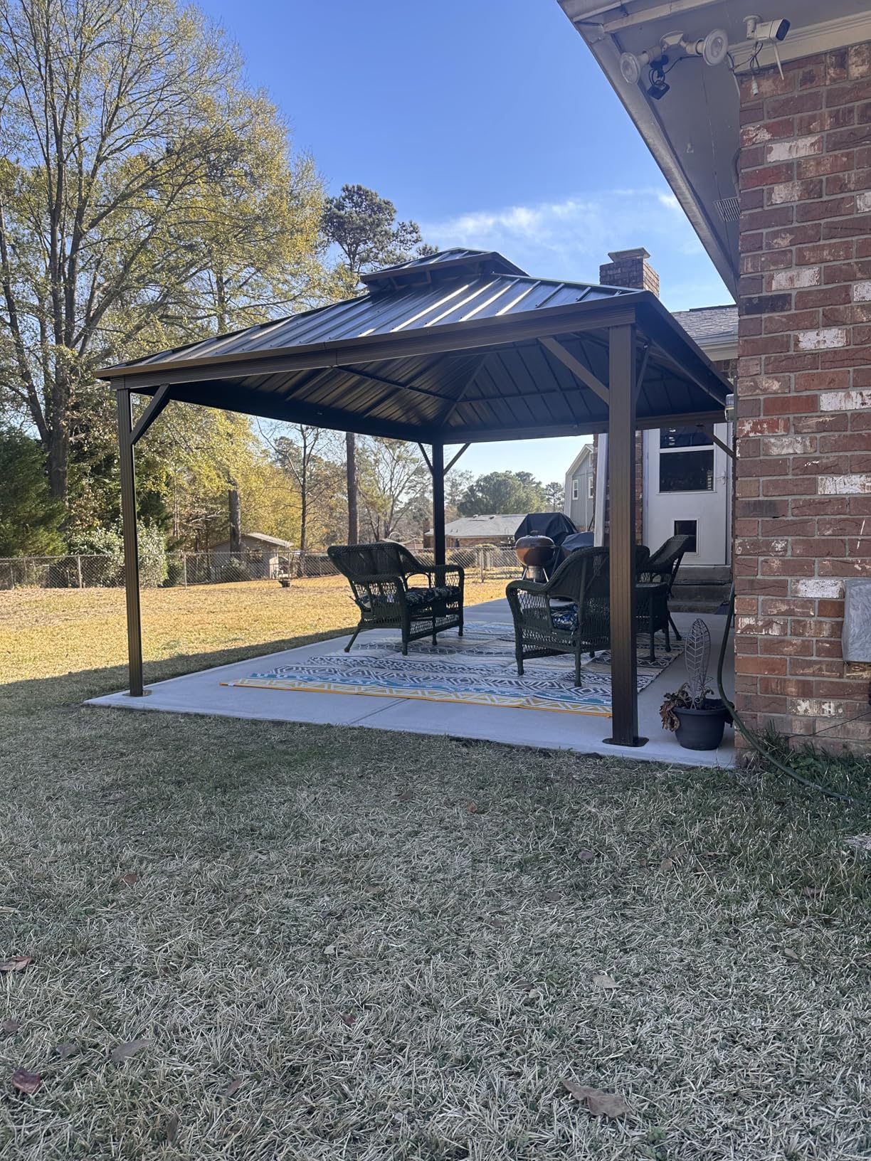 YOLENY 10' x 12' Hardtop Gazebo, Metal Gazebo with Aluminum Frame, Double Galvanized Steel Roof, Curtains and Netting Included, Pergolas for Patios, Garden, Parties, Lawns customer photo 2