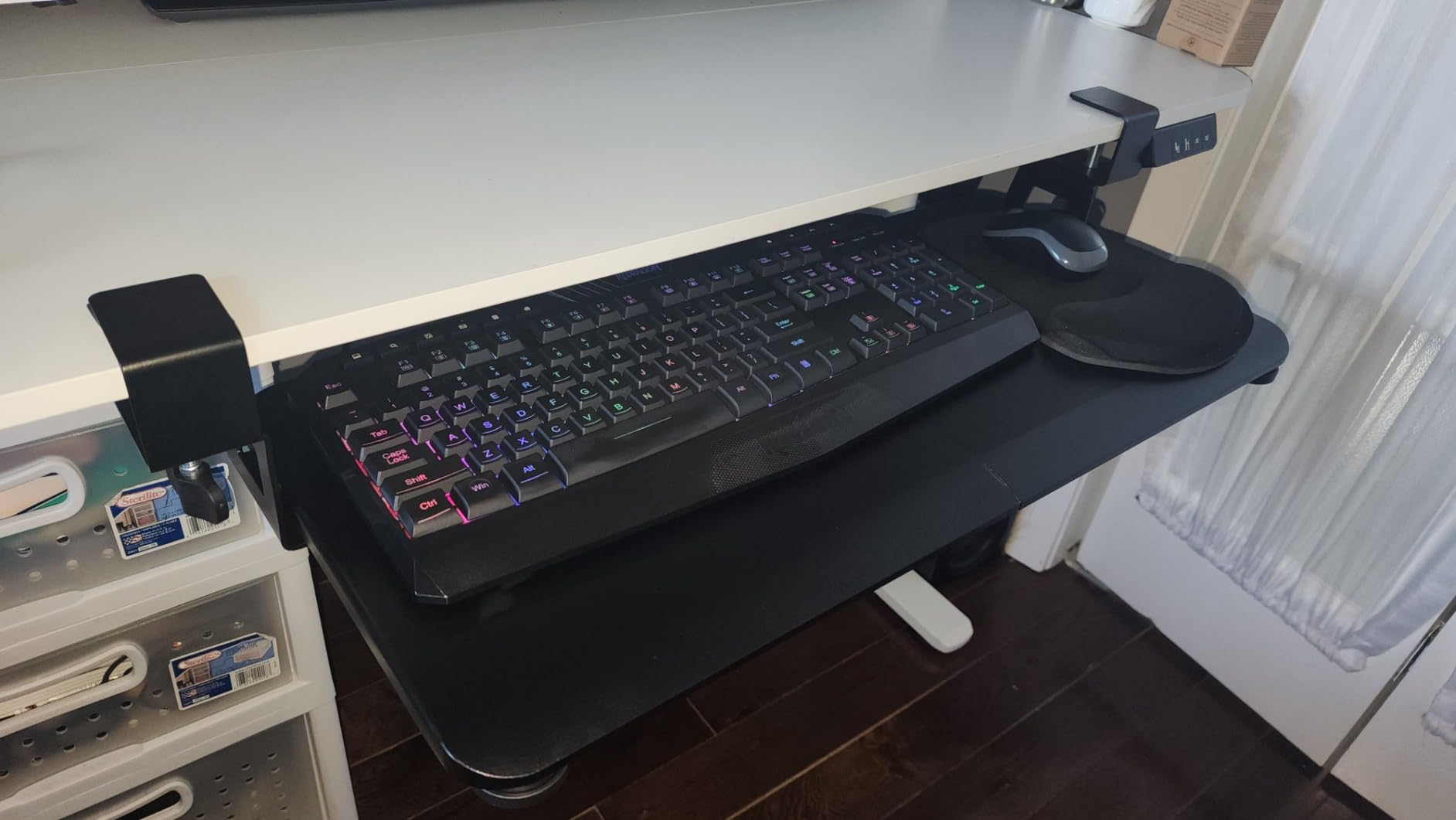 Keyboard Tray Under Desk, Slide Out Computer Keyboard & Mouse Tray with C Clamp-on Mount Easy to Install,30