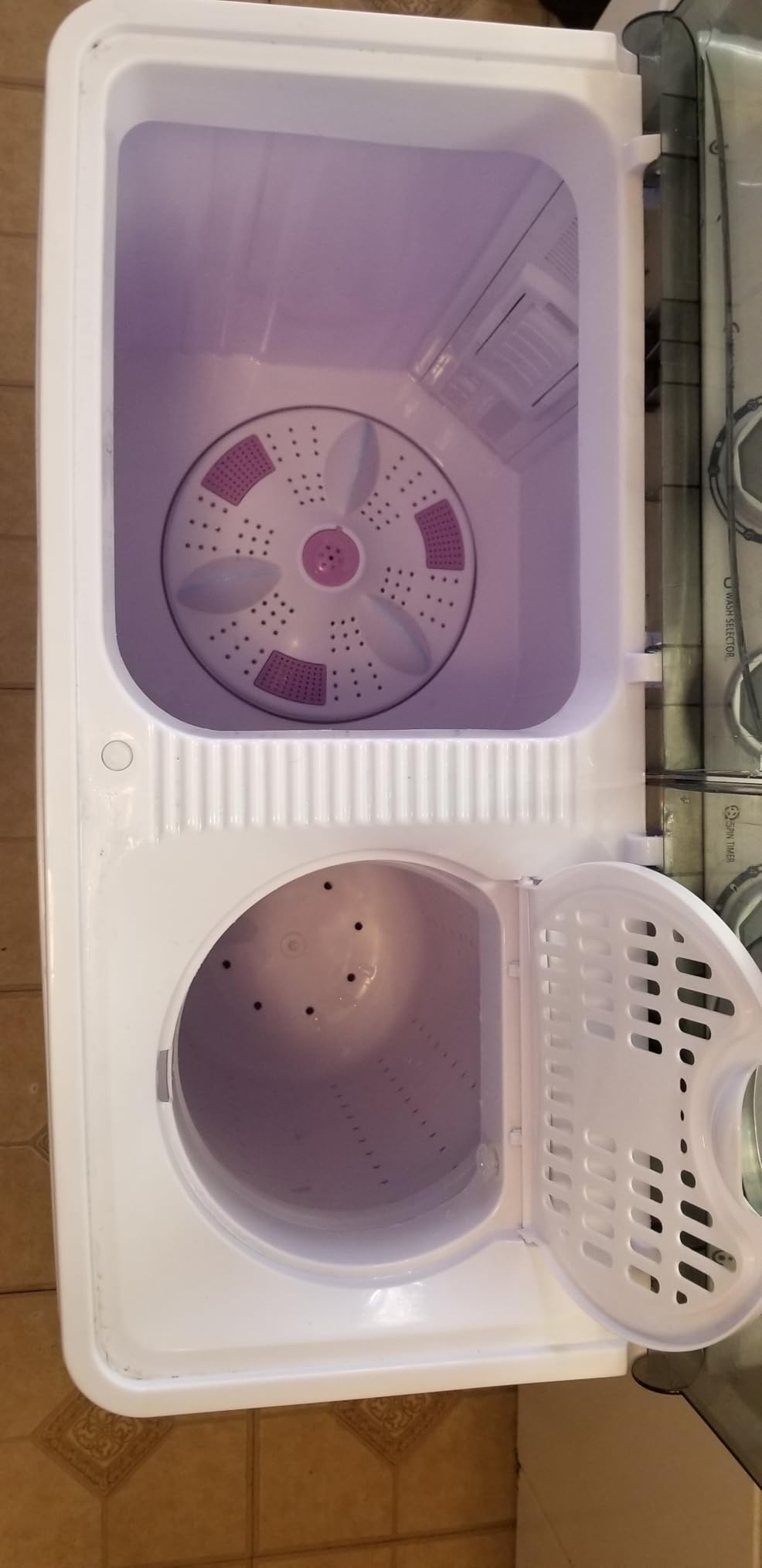 COSTWAY Portable Washing Machine, Twin Tub 26lbs Capacity Laundry, 18lbs Washer and 8lbs Spinner Combo with Timer Knobs, Built-in Drain Pump, Compact Washer for Home Dorm Apartment (Grey+White) customer photo 1