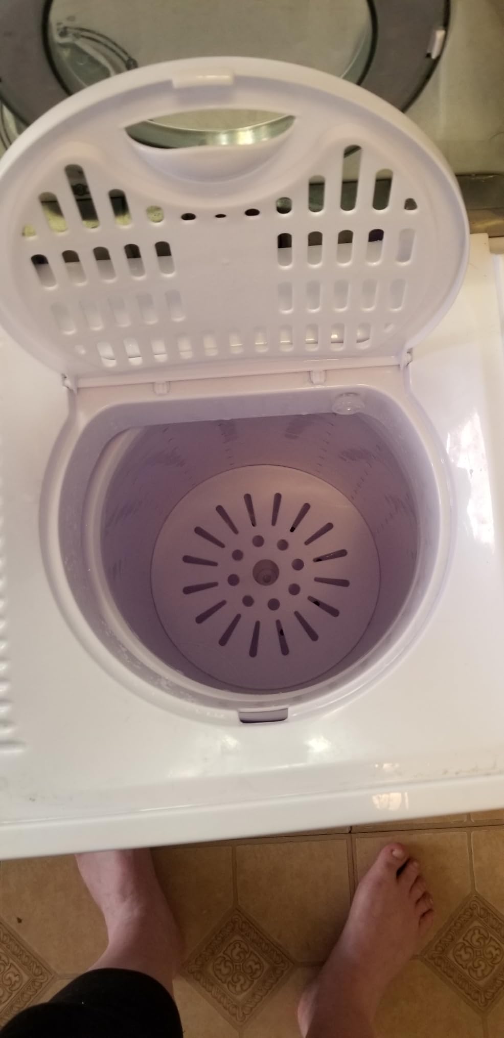 COSTWAY Portable Washing Machine, Twin Tub 26lbs Capacity Laundry, 18lbs Washer and 8lbs Spinner Combo with Timer Knobs, Built-in Drain Pump, Compact Washer for Home Dorm Apartment (Grey+White) customer photo 2