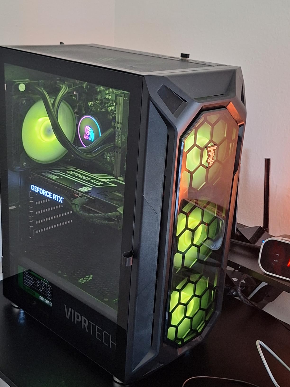 ViprTech Overlord 2.0 Liquid-Cooled PC - AMD Ryzen 7 5700X (4.6Ghz Turbo), AMD RX 9060 XT 16GB, 32GB DDR4 3200, 2TB SSD, Black Wood Case, RGB Keyboard Mouse, VR-Ready, WiFi BT, Win 11, Computer Tower customer photo 2