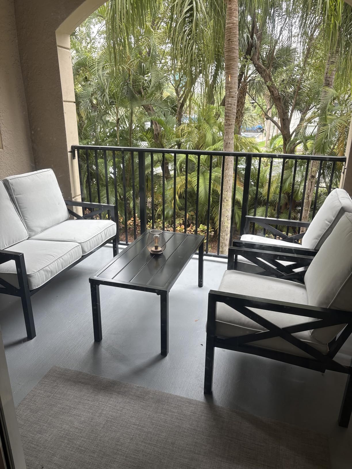 NATURAL EXPRESSIONS Outdoor Patio Furniture 4 Pieces Set, Modern Patio Conversation Sets, Outdoor Sectional Metal Sofa with 5.5 Inch Cushion and Coffee Table for Balcony, Garden customer photo 1