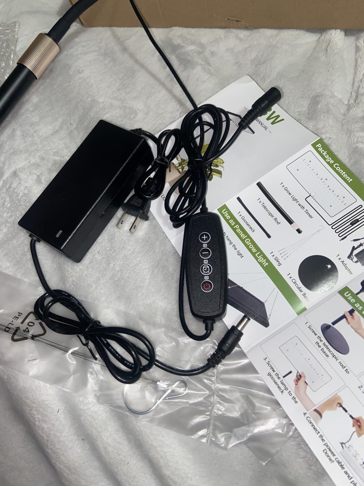 LBW Desk Grow Light, Full Spectrum Plant Light for Indoor Plants, Grow Lamps with 4/8/12H Timer, 10