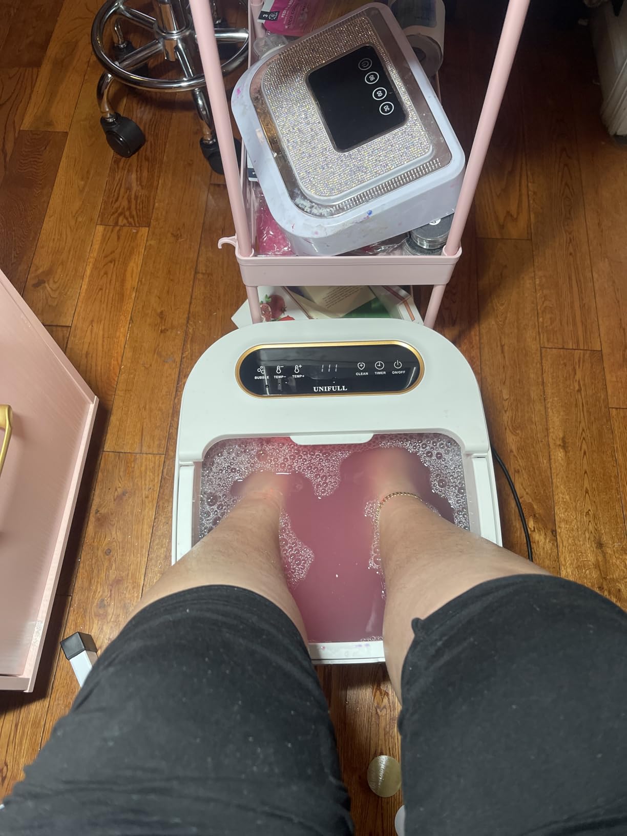 Collapsible Foot Spa Bath with Heat, Touch Screen, Remote Control, Massage Rollers, Timer, Bubble, Foot Pedicure Kit, Temperature Control Pedicure Foot Spa, Foot Bath customer photo 2