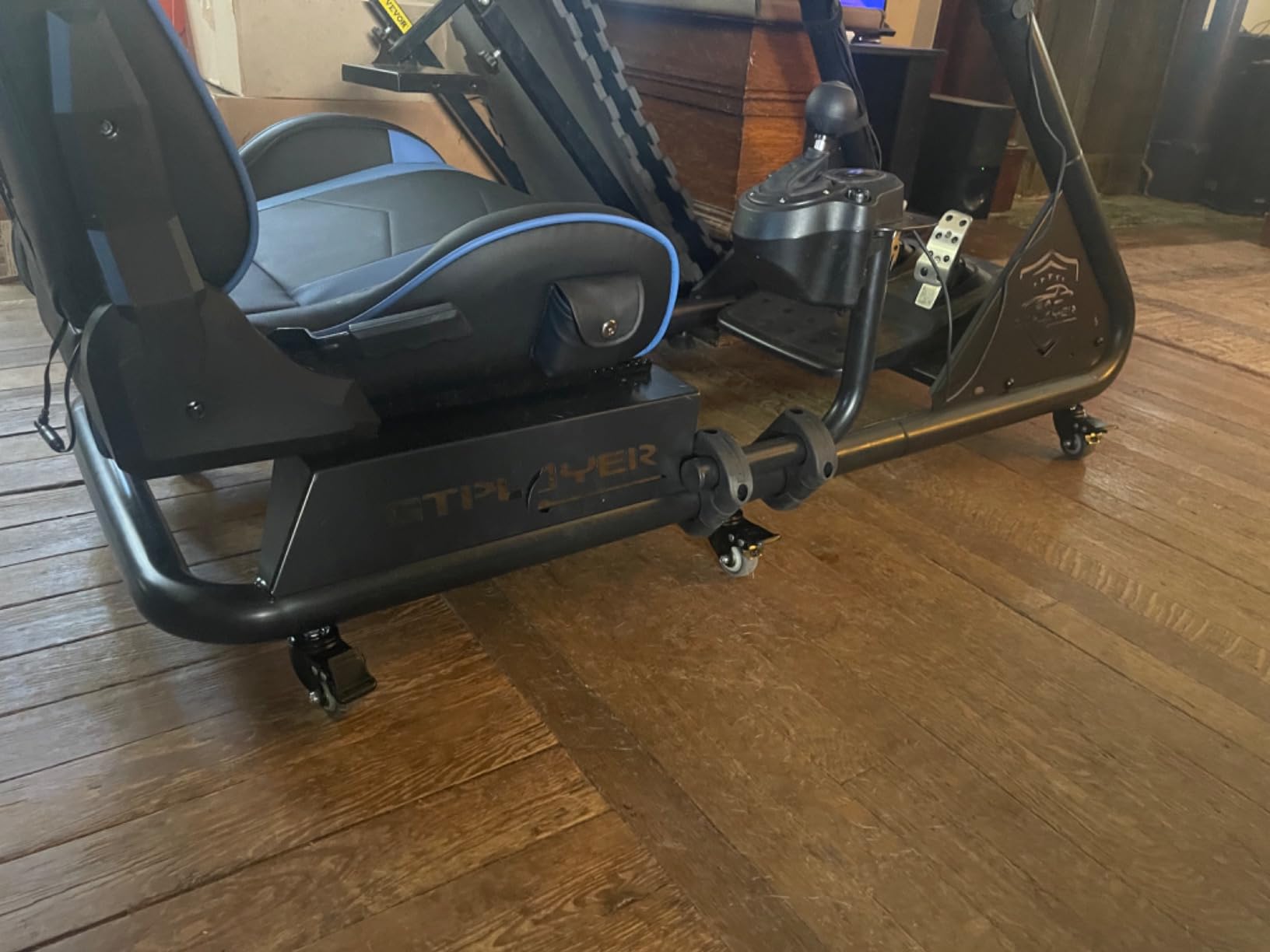 GTPLAYER Racing Simulator Cockpit with Seat and Bluetooth Speakers, Racing Style Reclining Seat and Ultra-Sturdy Alloy Steel Frame (Winered) customer photo 2