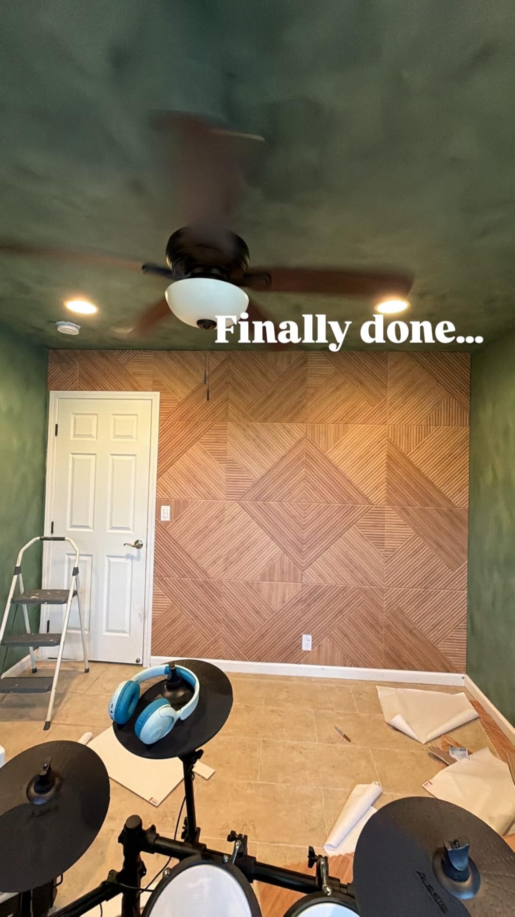 BUBOS 6 Pack Acoustic Wall Panels - High-Density Polyester Sound Absorbing Panels, Decorative Wood Print Treatment for Recording Studio & Home Office, Peel and Stick, 23.6