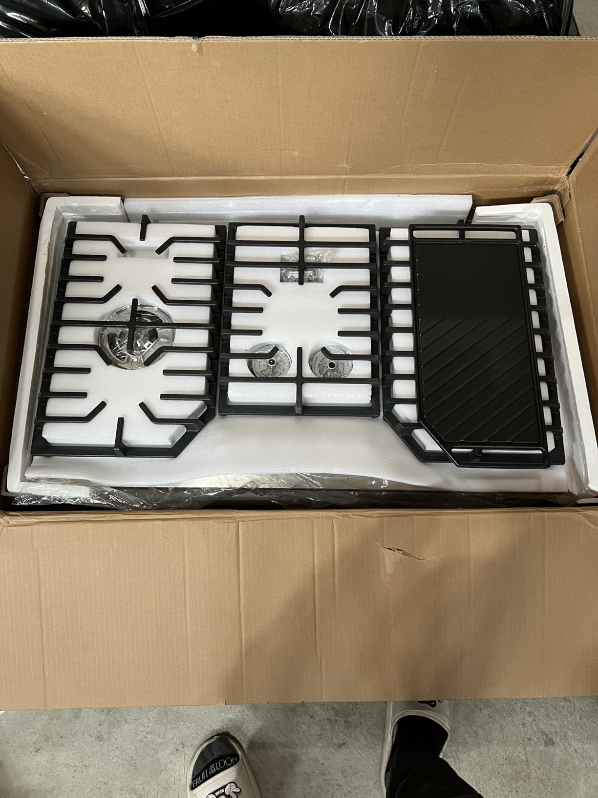 AMZCHEF 36 inch Gas Cooktop with 5 Made in Italy SABAF Power Burners, Max 48300 BTU/hr Built-in Gas Stove top of 304 Stainless steel with Double Sided griddle, NG/LPG Convertible, ETL customer photo 2