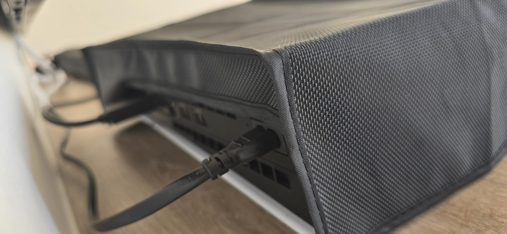 Mcbazel Horizontal Dust Cover for PS5 Slim Console Only, 1680D Oxford Cloth Anti-Scratch Backend Cutaway Design Protective Case for PlayStation 5 Slim Console Digital and Disc Edition - Black customer photo 2