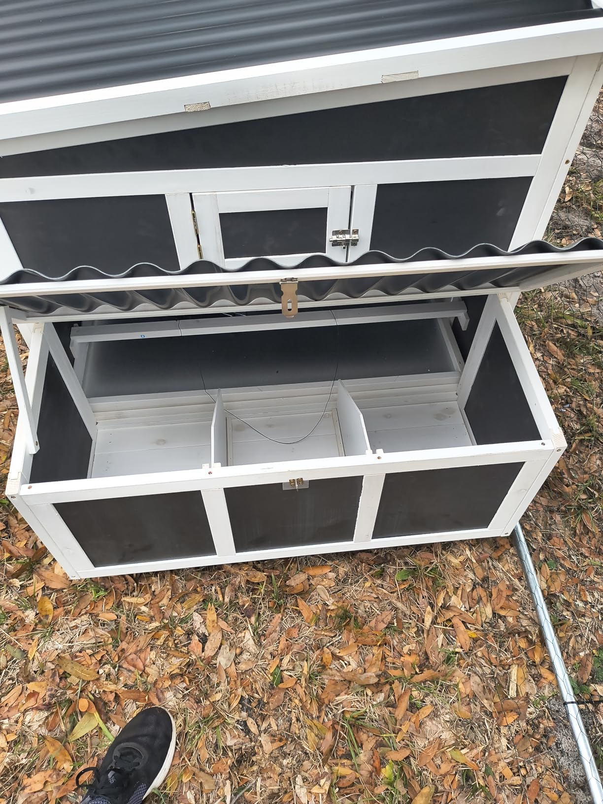 PawHut Wooden Chicken Coop, Chicken Tractor for 6 Chickens, Outdoor Poultry Cage Rabbit Hutch Duck Coop Hen House with Nesting Box, Tray, Windows, Dark Gray customer photo 1