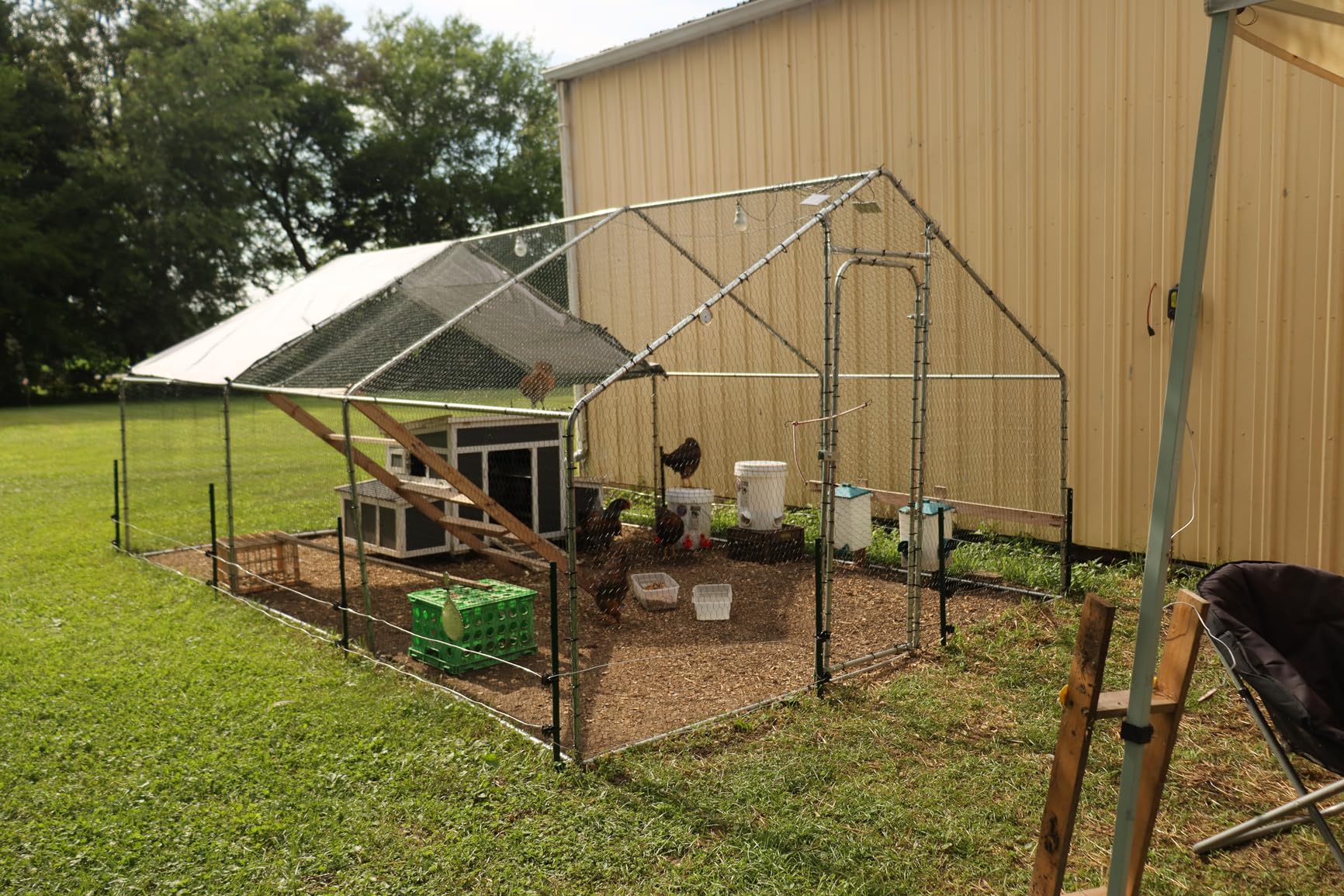 PawHut Wooden Chicken Coop, Chicken Tractor for 6 Chickens, Outdoor Poultry Cage Rabbit Hutch Duck Coop Hen House with Nesting Box, Tray, Windows, Dark Gray customer photo 2