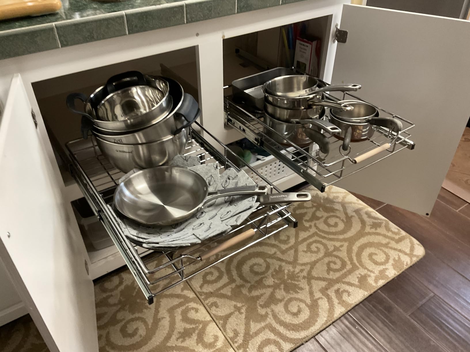 Pull out Cabinet Organizer, 15W X 21D, Heavy Duty Smooth Sliding Under Cabinet Shelves for Pots and Pans, Full-Extension Roll out Drawers, Slide out Organization for Home Kitchen Pantry customer photo 2