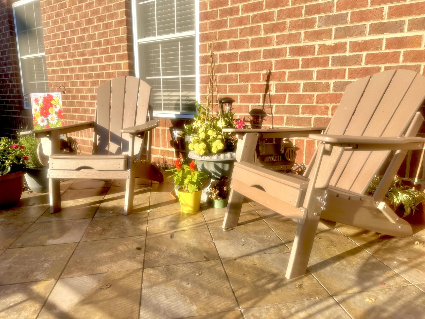 Adjustable Adirondack Chair with Retractable Ottoman Set of 2, HDPE Folding Adirondack Chair with Cup Holder, All Weather Fire Pit Chair for Outdoor. customer photo 1