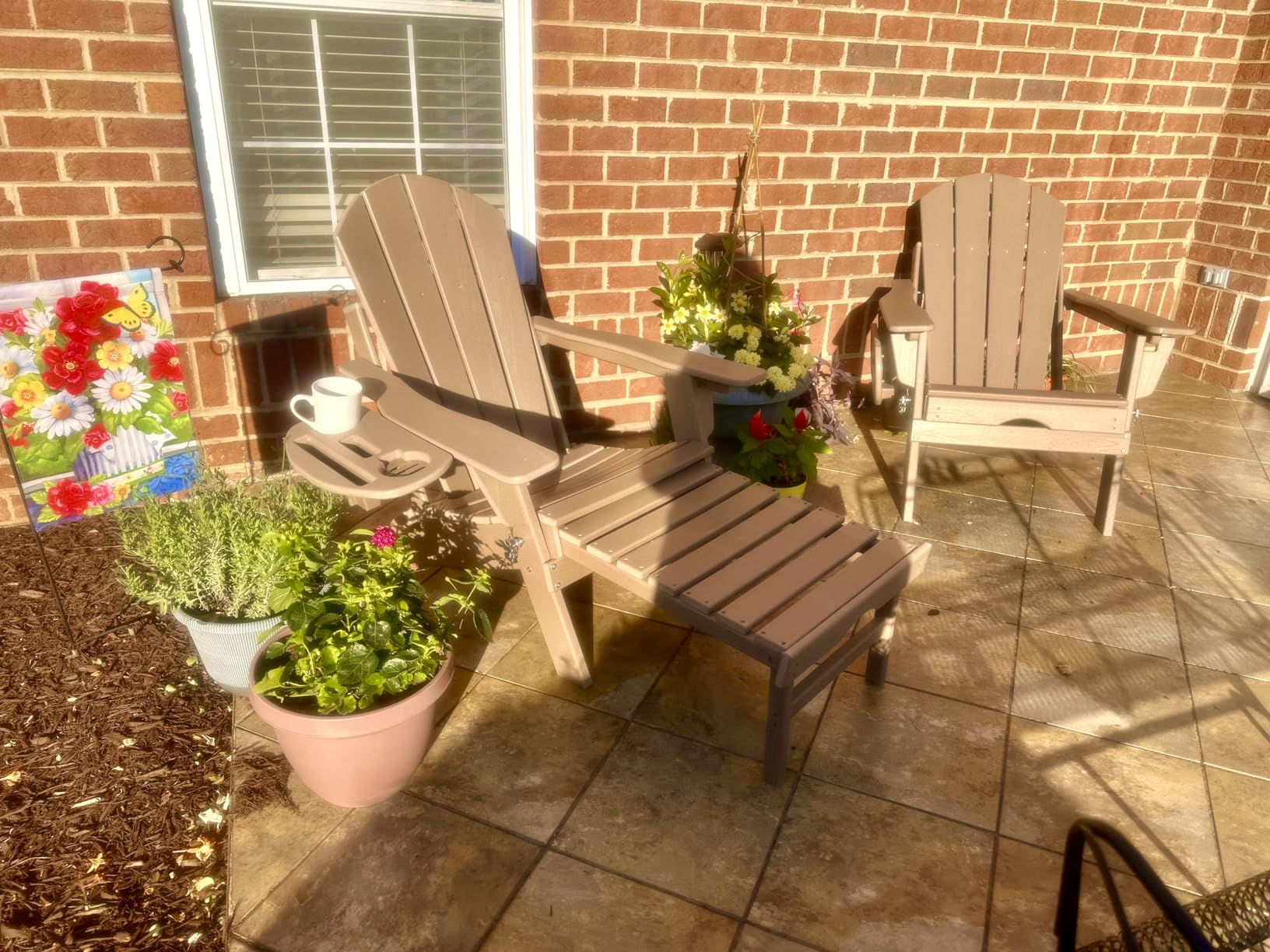 Adjustable Adirondack Chair with Retractable Ottoman Set of 2, HDPE Folding Adirondack Chair with Cup Holder, All Weather Fire Pit Chair for Outdoor. customer photo 2