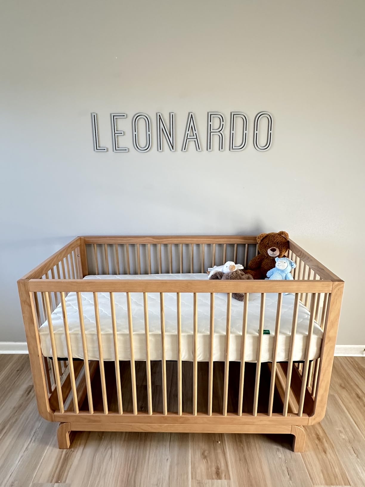 Storkcraft Santorini Deluxe 5-in-1 Convertible Crib with Bonus Toddler Guardrail (Driftwood) - GREENGUARD Gold Certified, Toddler Guardrail Included in Box, Fits Standard Crib Mattress customer photo 2