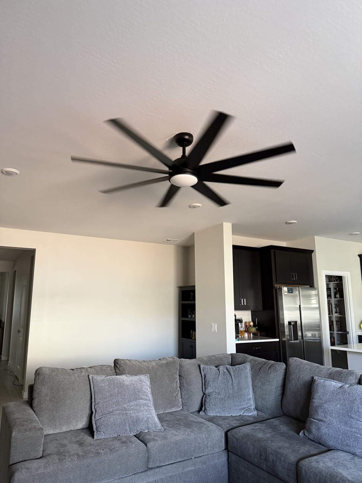 Fanbulous 65 Inch Ceiling Fans with Lights and Remote, Black Indoor/Outdoor Ceiling Fan with Quiet Reversible DC Motor, 6 Speeds, 3CCT, 8 Blades Large Ceiling Fan for Living Room Bedroom Patio customer photo 2