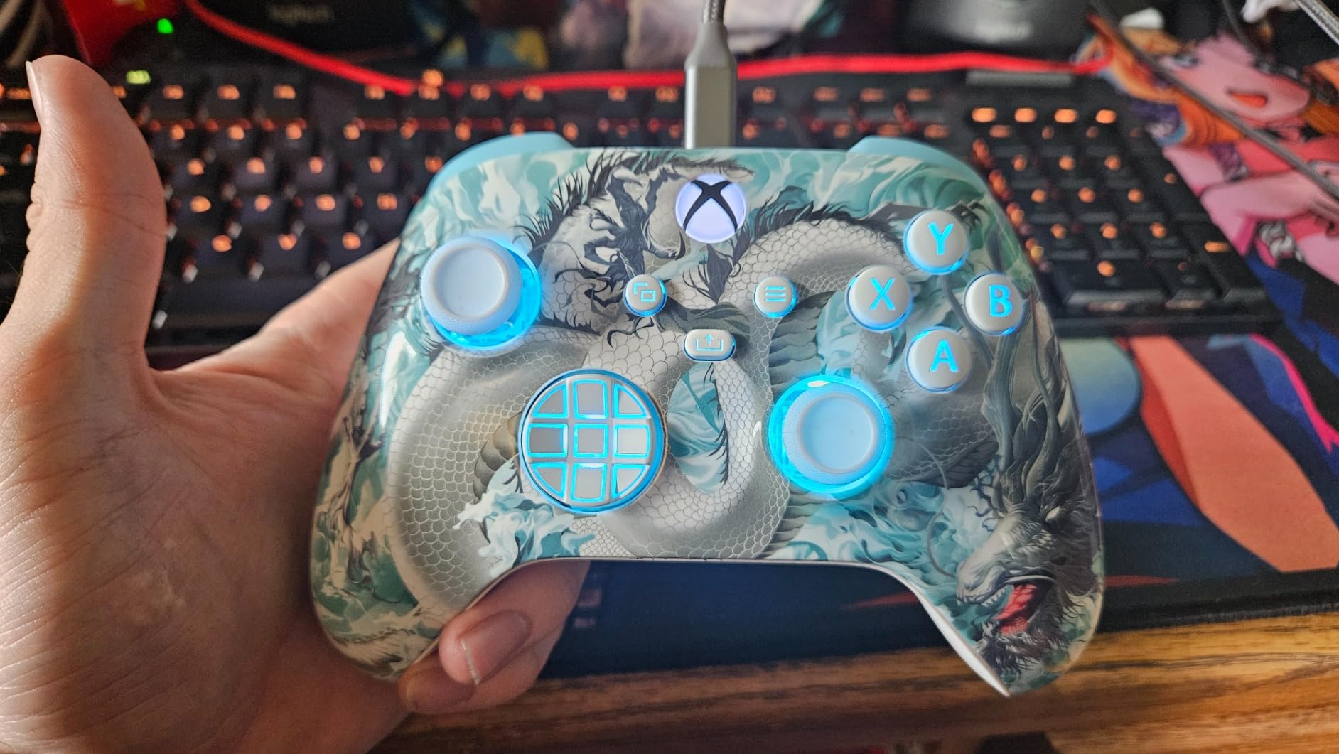 eXtremeRate Replacement Shell for Xbox Series X|S Controller, Personalize Your Control - Custom Front Housing Faceplate for Xbox Wireless Controller - The Great Golden Wave Off Kanagawa customer photo 1