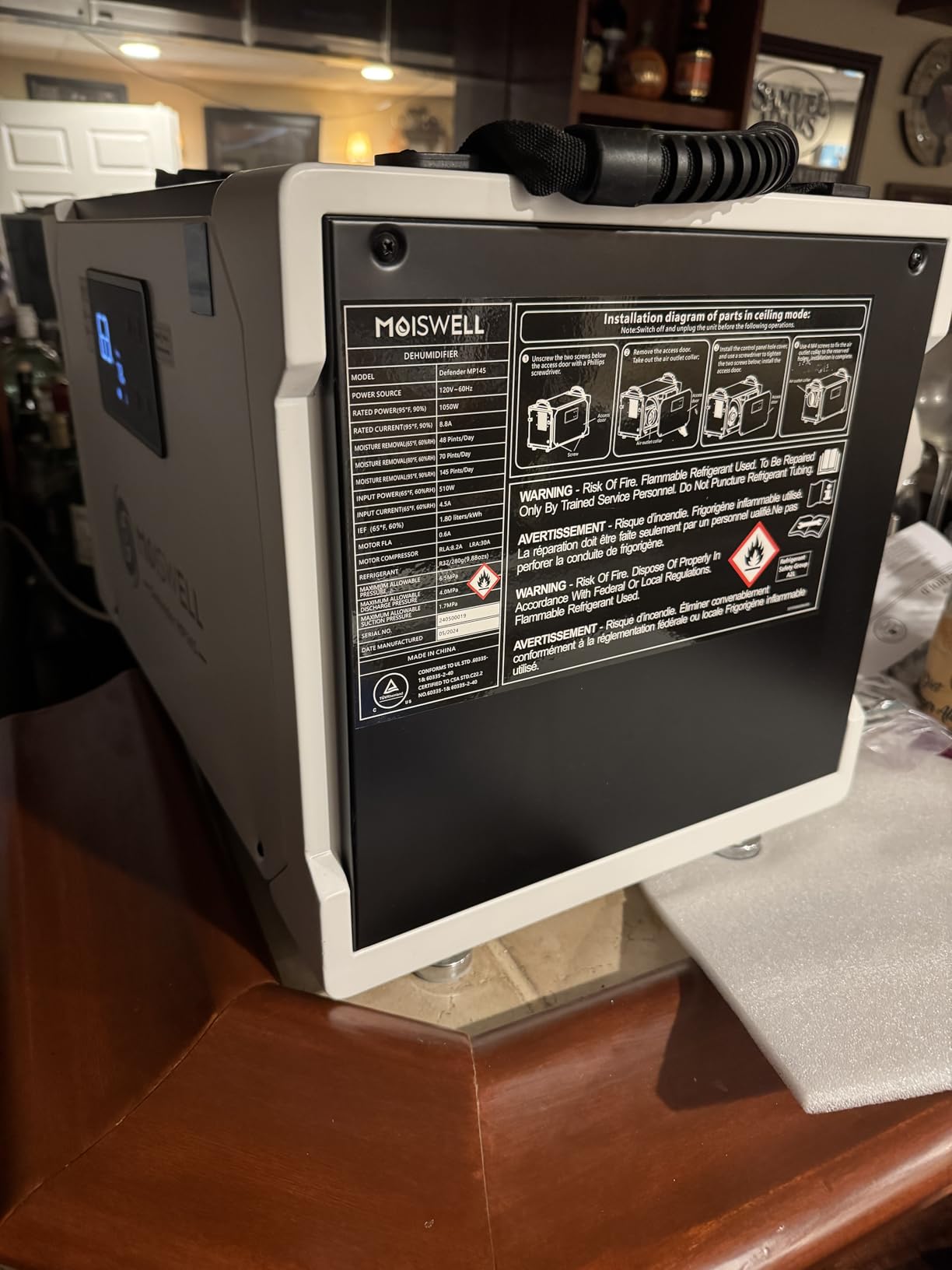 145 Pints Commercial Dehumidifier with Pump and Drain Hose, Energy Star Certified Crawl Space dehumidifier, Industry Water Damage Unit for up to 6,000 sq ft Basements customer photo 2