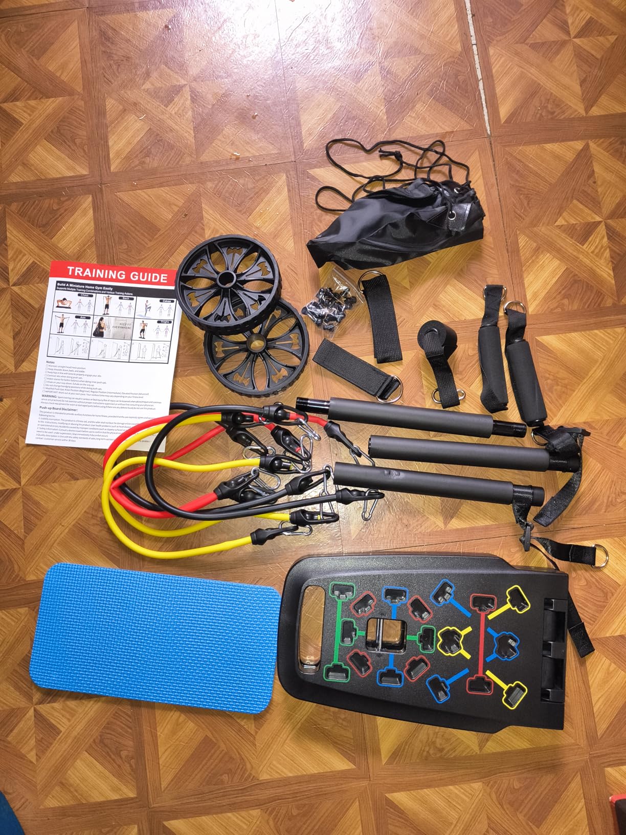 MQRW Push Up Board, Home Gym, Portable Exercise Equipment, Pilates Bar and 20 Fitness Accessories with Resistance Bands and Ab Roller Wheel, Full Body Workout at Home customer photo 1