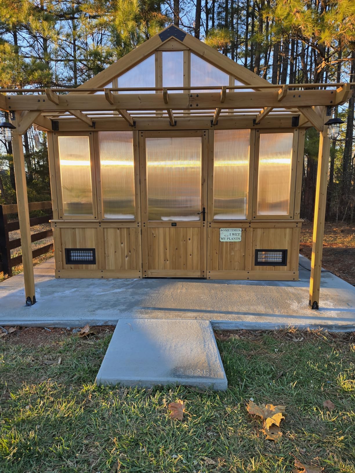 Backyard Discovery Bellerose 11' x 7' Cedar Wood and Polycarbonate Walk-In Greenhouse Kit with Pergola, Exhaust Fan, Windows, Hose Hook-Ups, PowerPort, Staging Shelves for Year-Round Outdoor Gardening customer photo 1