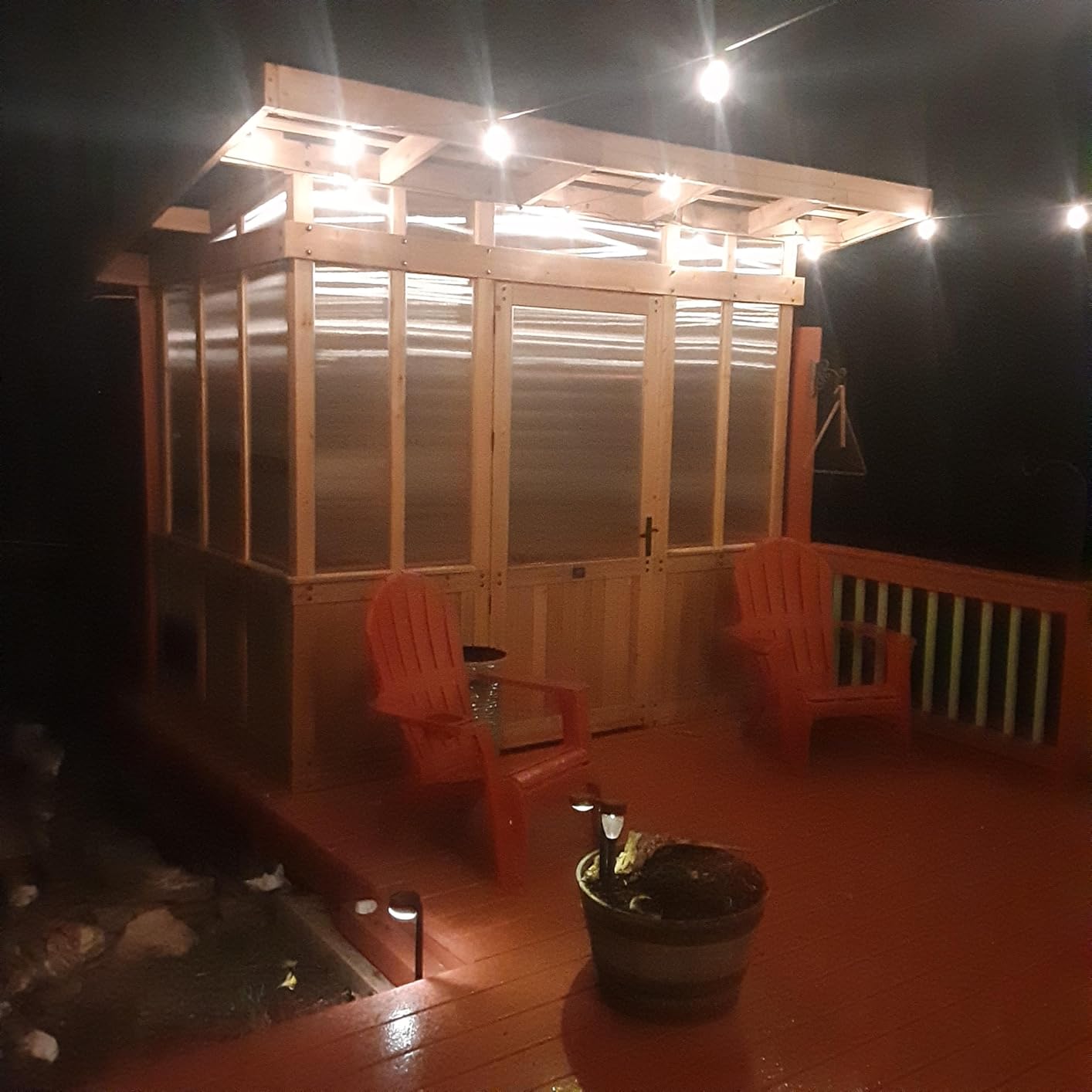 Backyard Discovery Willow 9' x 6' Cedar Wood and Polycarbonate Walk-in Greenhouse Kit with Exhaust Fan, Windows, Hose Hook-Ups, PowerPort, Staging Shelves for Year-Round Outdoor Gardening customer photo 1