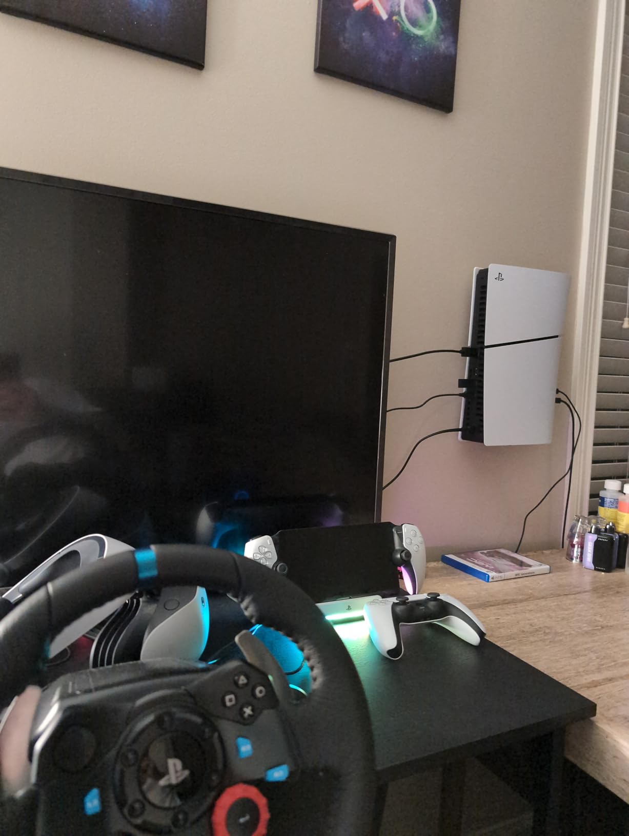 PS5 Wall Mount for PlayStation 5 Console - Sleek Hidden Design for Mounting Near or Behind TV, 2 Controller & Headset Holders Included (PS5 Slim) customer photo 1