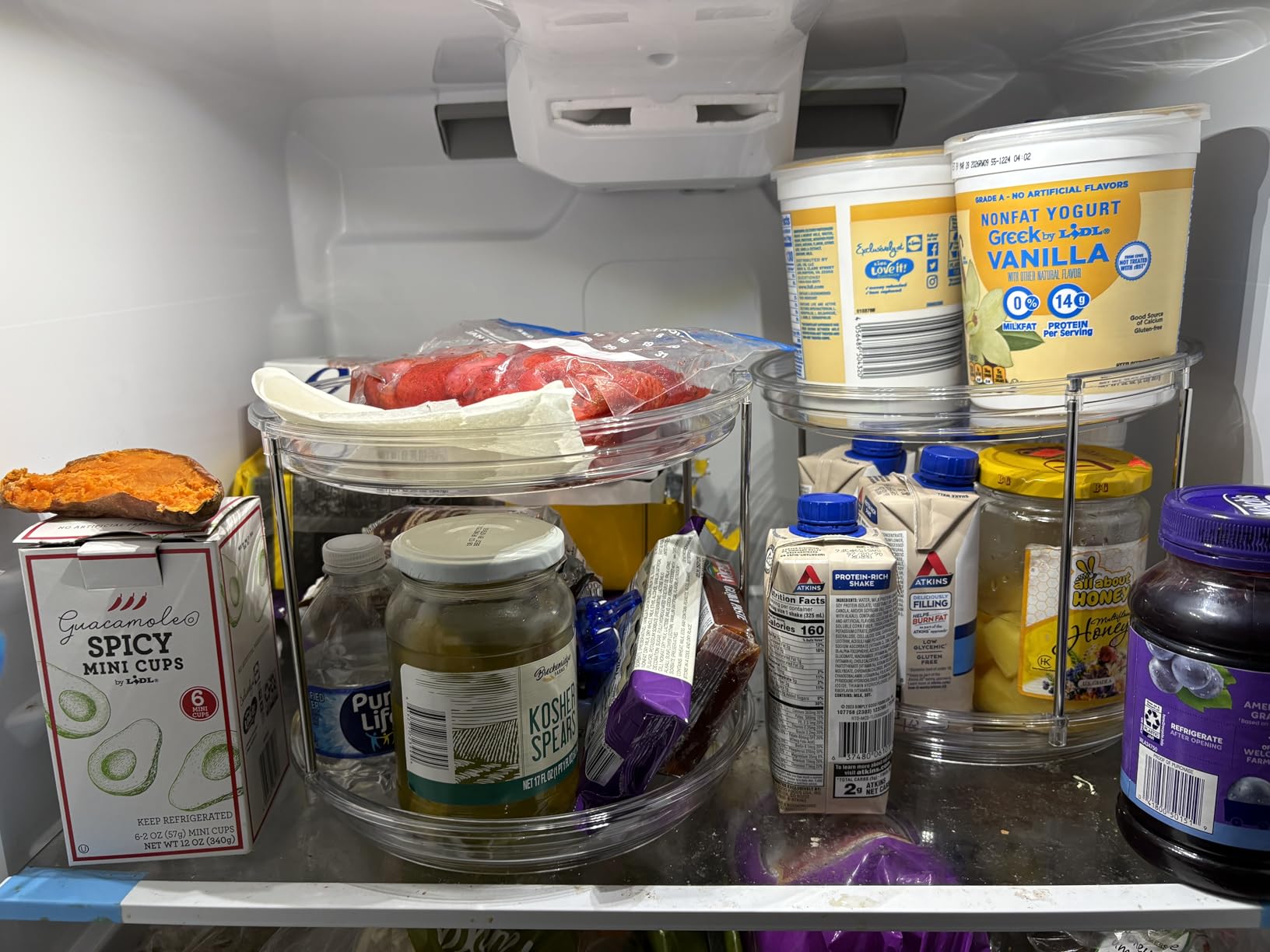 LAMU 2 Tier Lazy Susan Turntable Organizer 9.25'' Rotating Spice Rack Organization for Cabinet, Kitchen, Pantry, Countertop, Bathroom, Vanity, Medicine Cabinet Organizer, Clear customer photo 1