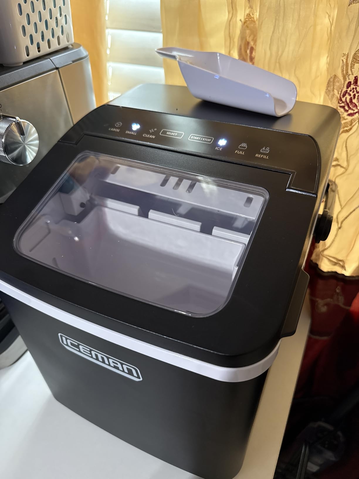 ICEMAN Dual-Size Ice Maker Countertop - Portable Ice Machine, Large and Small Ice Machine Maker with Self Cleaning, 9 Cubes in 7 Mins, 22lbs/24hrs, for Home, Kitchen, Office, Party, Ice Scoop Included customer photo 1