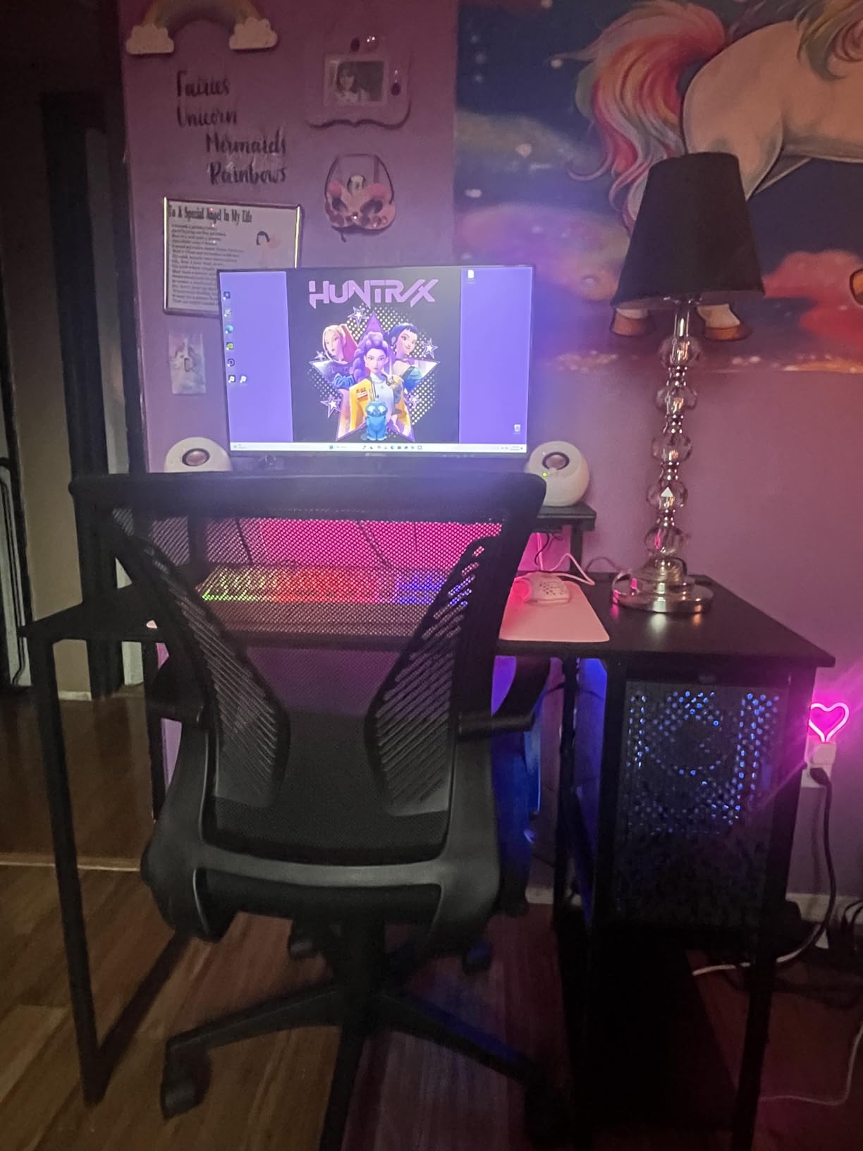 MOTPK 40 Inch Small Gaming Desk with Storage & Led Lights, Computer Desk with Shelf, Reversible Gamer Desk with Monitor Stand, Carbon Fiber Texture Black customer photo 2