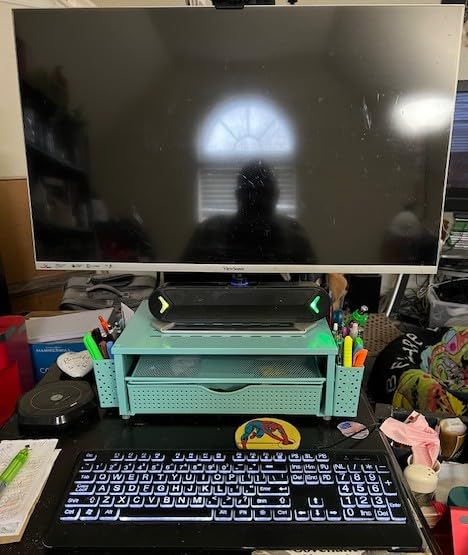 gianotter Desk Organizers and Accessories, Monitor Stand with Drawer and 2 Pen Holder, Desktop Organizer Suitable for Offices and Dormitories (Black) customer photo 1