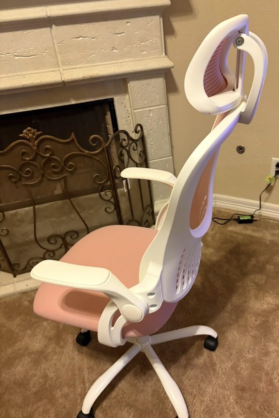 Sweetcrispy Office Computer Desk Chair, Ergonomic High-Back Mesh Rolling Work Chairs with Wheels and Adjustable Headrests, Comfortable Lumbar Support, Comfy Flip-up Arms for Home, Bedroom, Study, Black customer photo 1