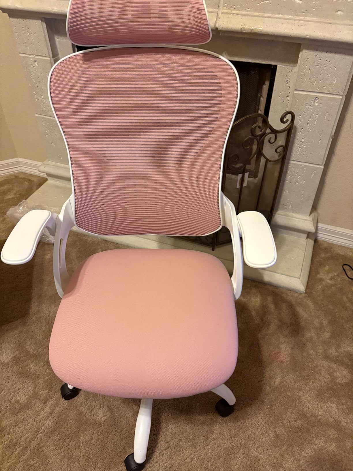 Sweetcrispy Office Computer Desk Chair, Ergonomic High-Back Mesh Rolling Work Chairs with Wheels and Adjustable Headrests, Comfortable Lumbar Support, Comfy Flip-up Arms for Home, Bedroom, Study, Black customer photo 2