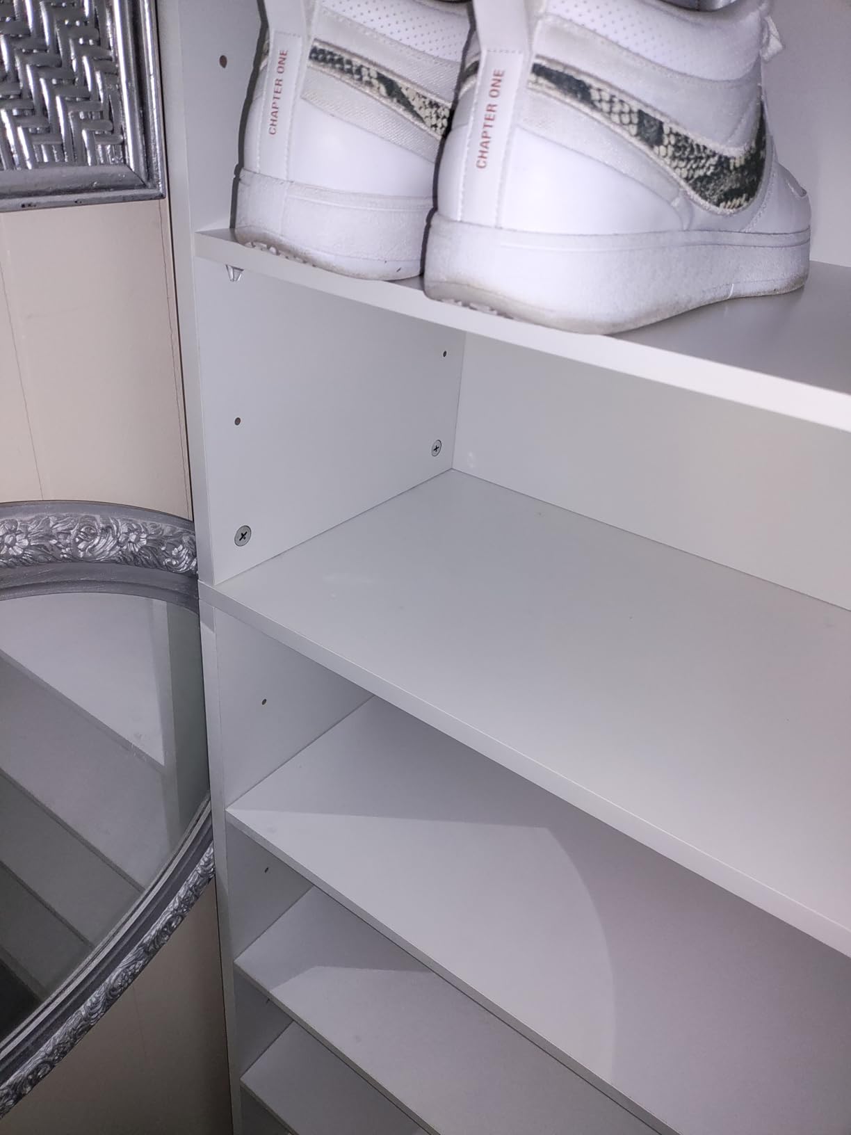 LITTLE TREE 69-Inch Tall Shoe Cabinet with LED Light Strip & Adjustable Shelves, White Wooden 8-Tier Shoes Display Cabinet for 26 Pairs, Freestanding Modern Shoe Cabinet for Entryway customer photo 2